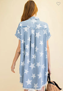Twinkle Star Denim Shirt Dress
