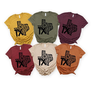 Leopard Texas Graphic Tee-Multiple Colors Available