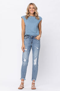 Judy Blue Touch Of Magic Boyfriend Fit Bleach Splatter Distressed Jeans