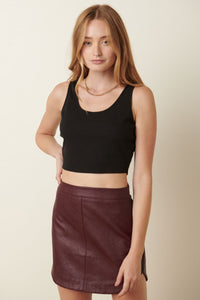 Leather Hi-Low Mini Skirt- 2 Colors Available