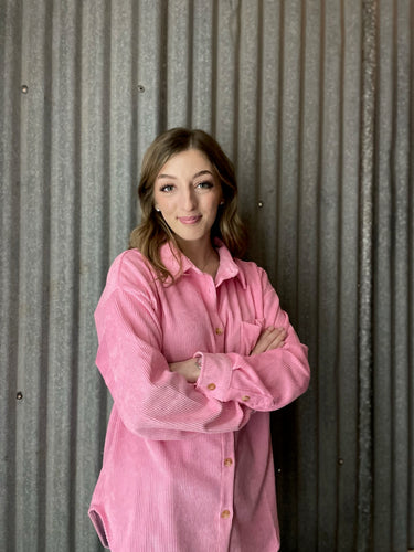 Perfectly Pink Corduroy Shacket