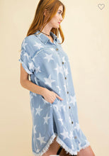 Load image into Gallery viewer, Twinkle Star Denim Shirt Dress