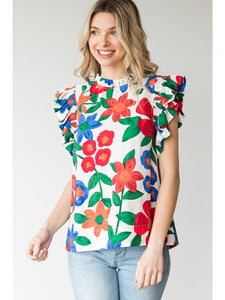 Happy Thoughts Floral Ruffle Top
