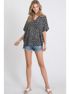 Spotted In Style Flowy Top in Black