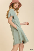 Load image into Gallery viewer, Frayed Linen Cutout Dress
