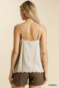 Tank Top With Scalloped Hem-3 Colors Available
