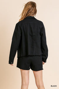 Riley Black Jacket with Frayed Bottom