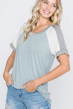 Load image into Gallery viewer, Mia Solid &amp; Stripes Short Sleeve Top-Small-3X