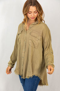 In The Moment Long Sleeve Frayed Hem Top-2 Colors Available